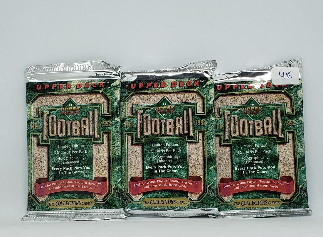 (3 PK) 1992 UPPER DECK SEALED FOOTBALL PACKS (1 of 1)