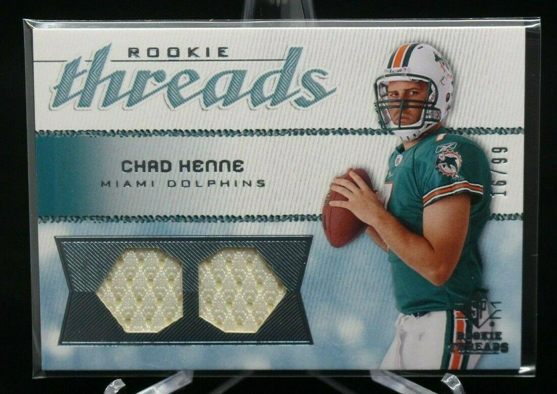 CHAD HENNE KC CHIEFS ROOKIE JERSEY CARD: 2008 SP Rookie Threads #RT-CH Chad Henne Miami Dolphins Swatch 16/99