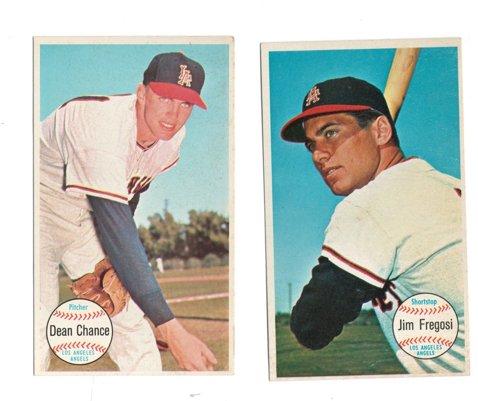 1964 TOPPS GIANTS LA ANGELS CARDS: DEAN CHANCE AND JIM FERGOSI