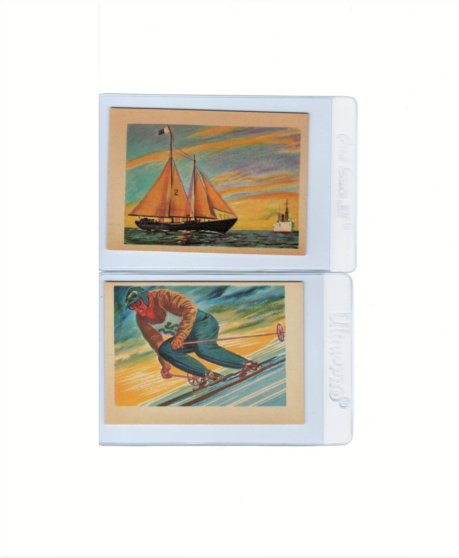 VINTAGE GUM INC ADVENTURE TRADING CARDS EX+: LOT OF 2 CARDS FROM THE 1956 ADVENTURE SERIES