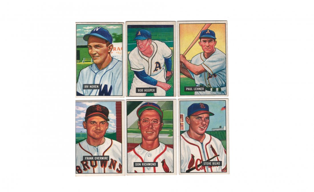 LOT OF 6 1951 BOWMAN GUM BASEBALL CARDS (1 of 2)