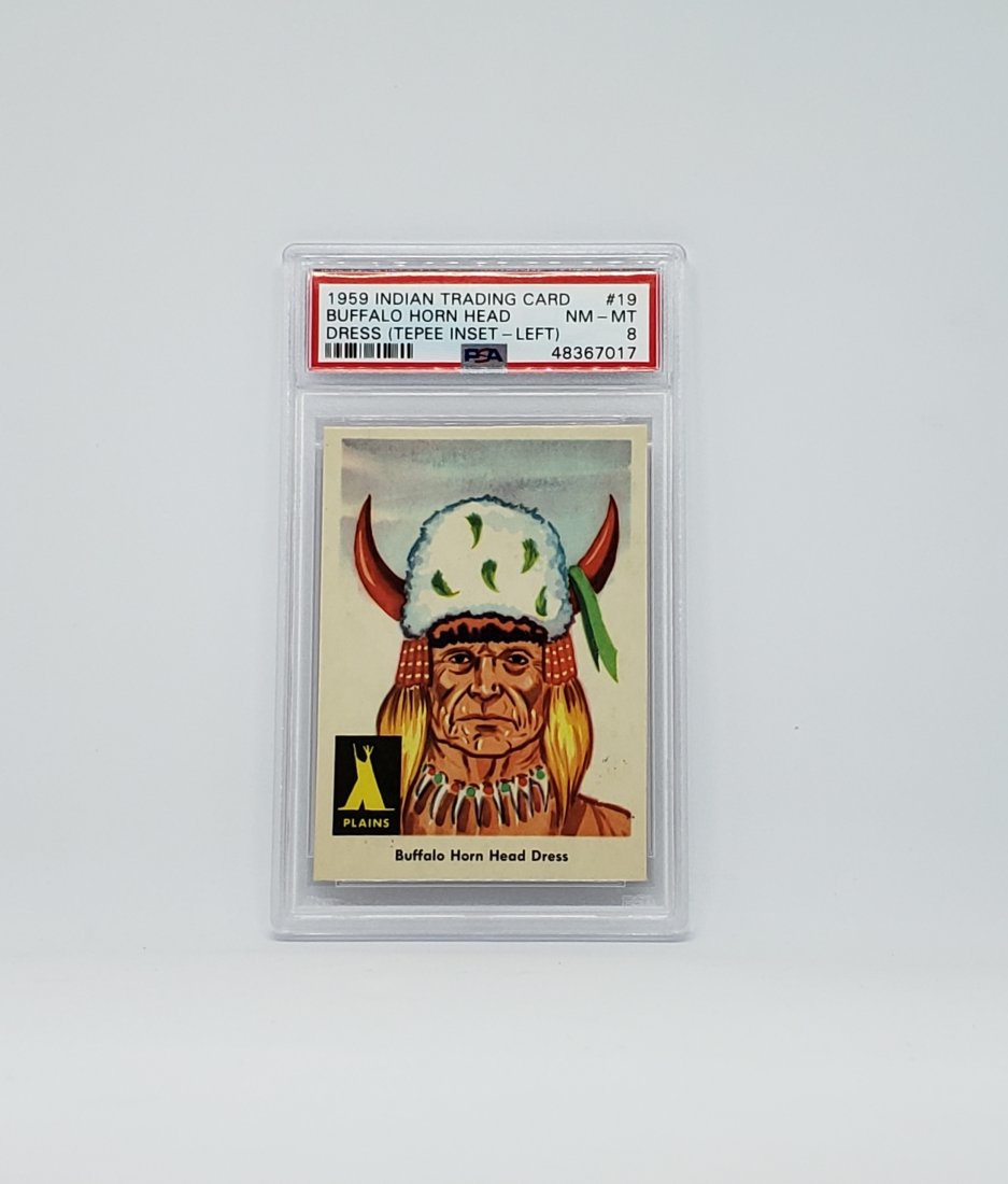 PSA 8 GRADED 1959 FLEER INDIAN TRADING CARD-TEEPEE LEFT (1 of 2)