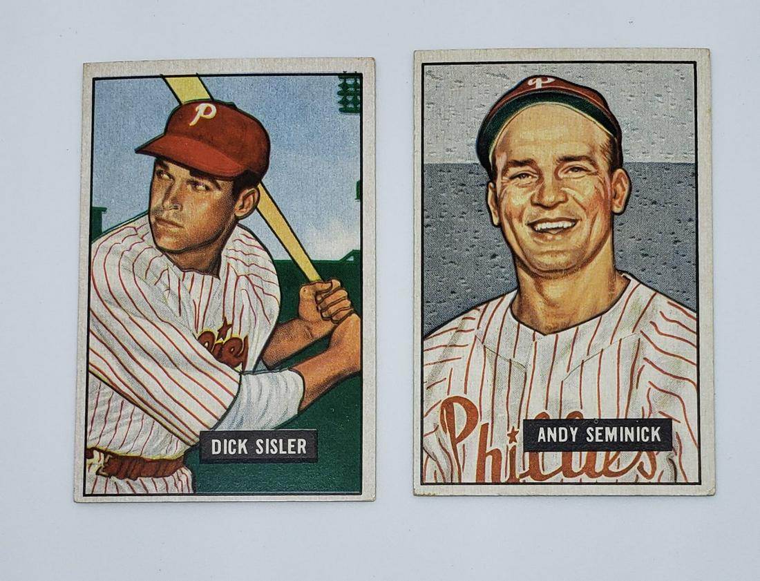 VINTAGE 1951 BOWMAN BASEBALL PHILLIES CARDS (1 of 2)