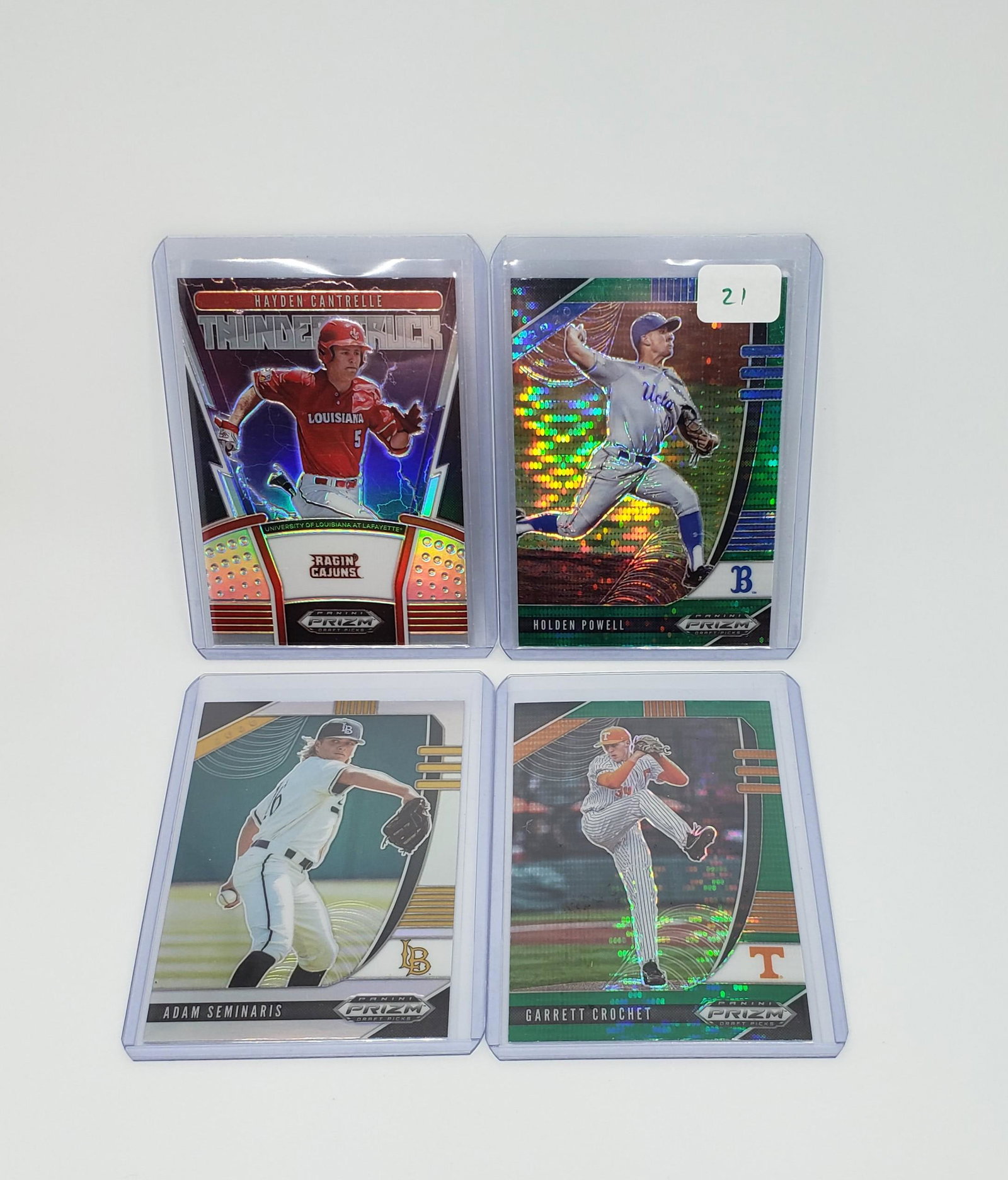 PANINI PRIZM MLB DRAFT HOLDEN POWELL GREEN PULSAR: PANINI PRIZM MLB DRAFT HOLDEN POWELL GREEN PULSAR ADAM SEMNARIS