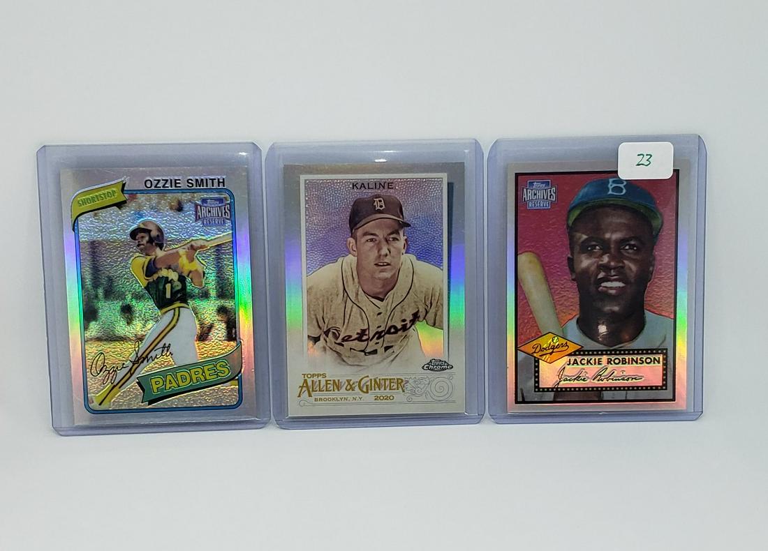 BASEBALL LEGENDS REFRACTORS AND FOILS: JACKIE ROBINSON ARFCHIVES, AL KALINE ALLEN GINTER CHROME