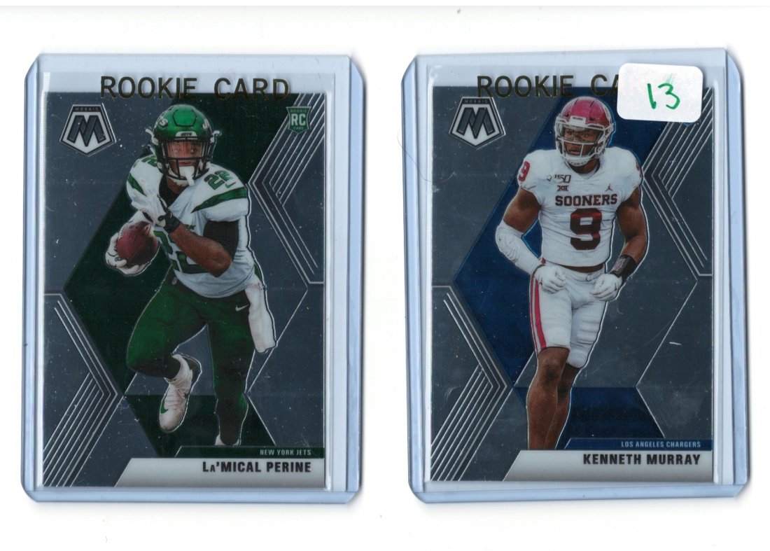 LOT OF 2 PANINI MOSAIC FOOTBALL ROOKIE CARDS: 2020 LaMICAL PERINE AND KENNETH MURRAY