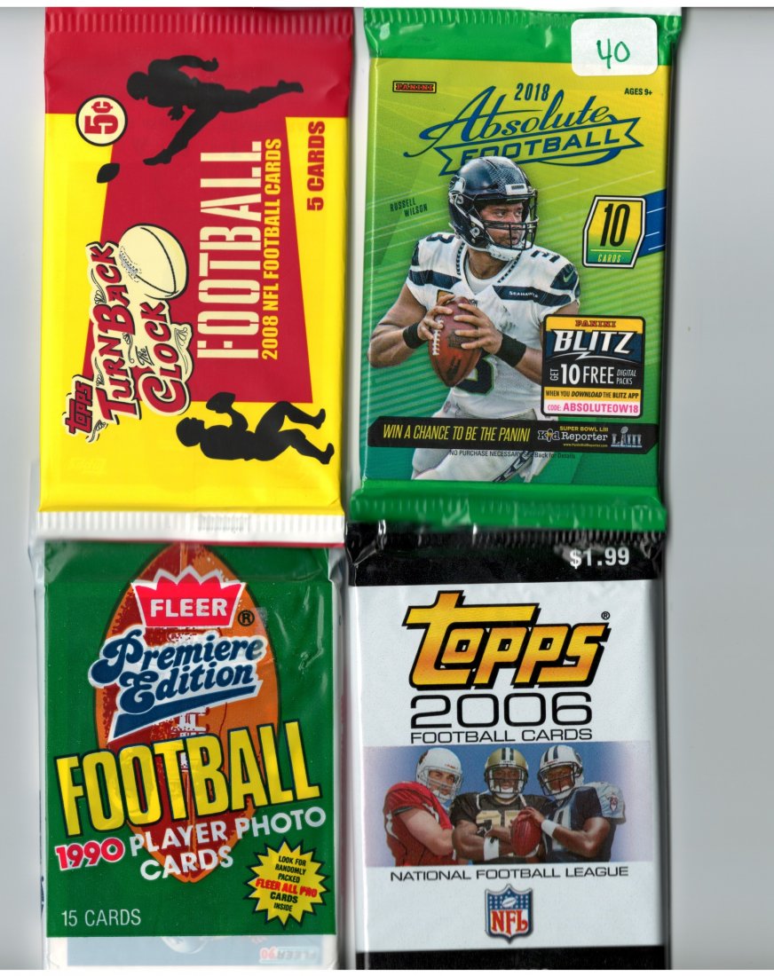 LOT OF 4 ASSORTED FOOTBALL SEALED PACKS (1 of 1)