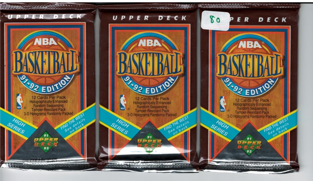 3 1991-92  UPPER DECK BASKETBALL SEALED PACKS (1 of 1)