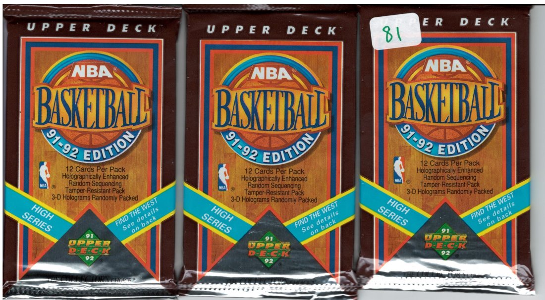 3 1991-92  UPPER DECK BASKETBALL SEALED PACKS (1 of 1)