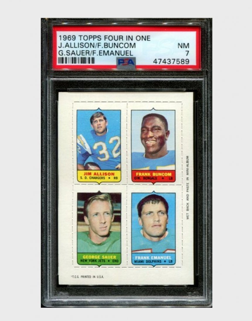 PSA GRADED 1969 TOPPS FOOTBALL 4-IN-1 PANEL PSA 7 NM (1 of 1)