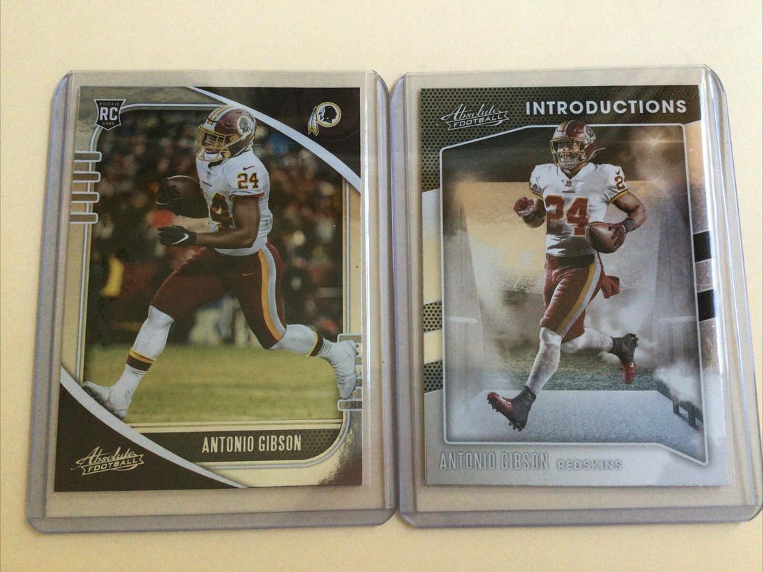Antonio Gibson 2020 Absolute 2-Rookie Card Lot: Antonio Gibson 2020 Absolute Base RC/Introductions insert RC