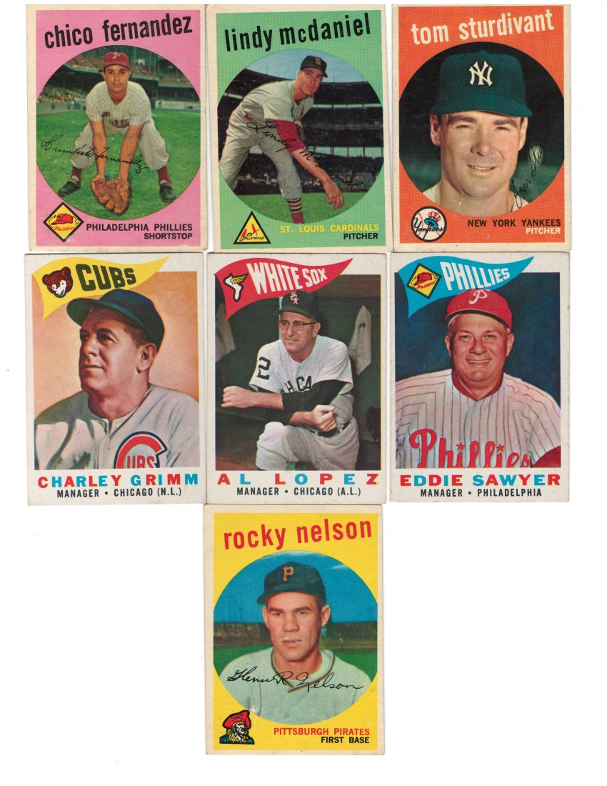 LOT OF 7 VINTAGE CARDS: CHICO FERNANDEZ, LINDY McDANIEL AND MORE