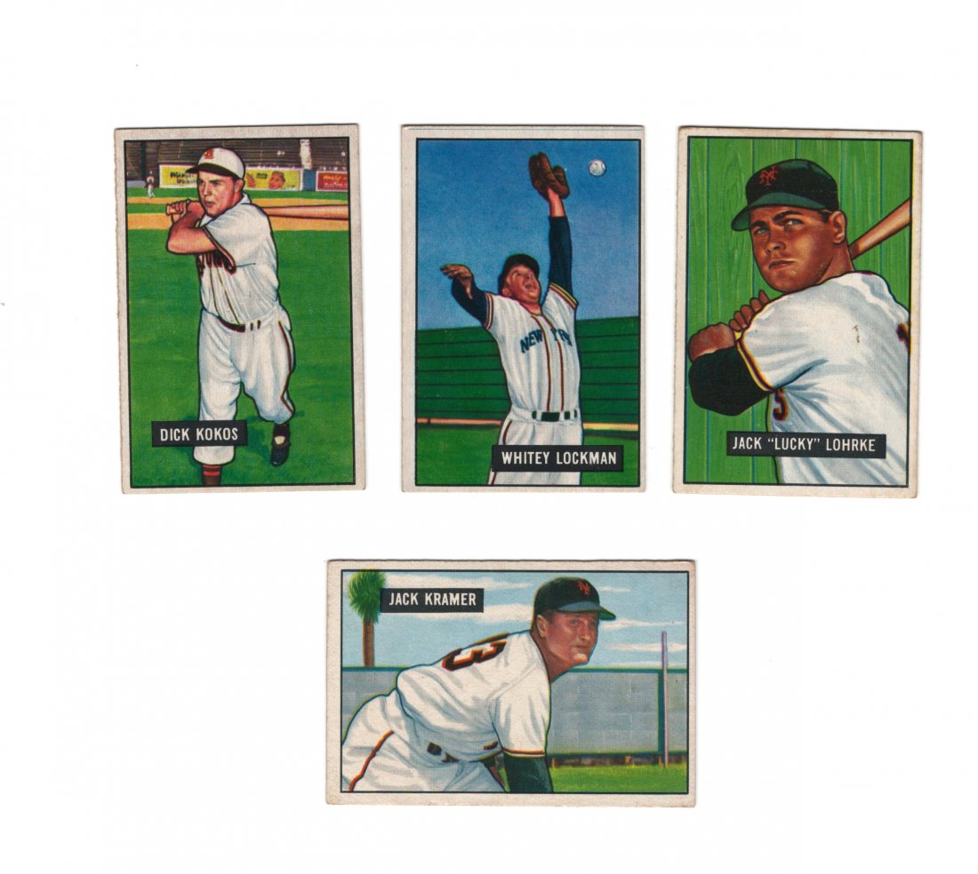 LOT OF 1951 BOWMAN BASEBALL SMALL CARDS: JACK KRAMER, DICK KOKOS AND MORE VGEX+