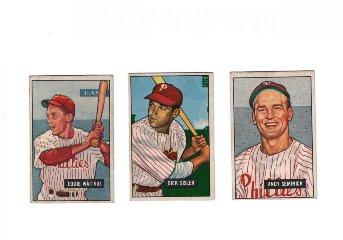 LOT OF 3 1951 BOWMAN SMALL BASEBALL CARDS (1 of 1)