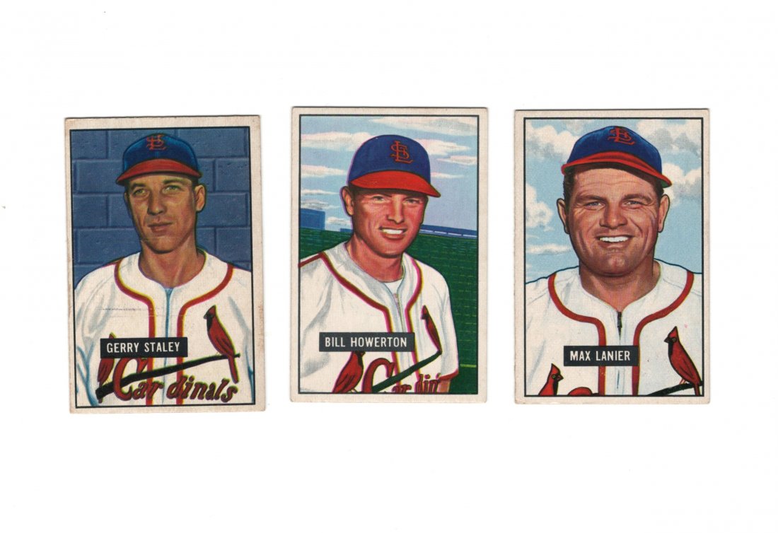 LOT OF 3 1951 BOWMANS: GERRY STALEY, BILL HOWERTON AND MAX LANIER