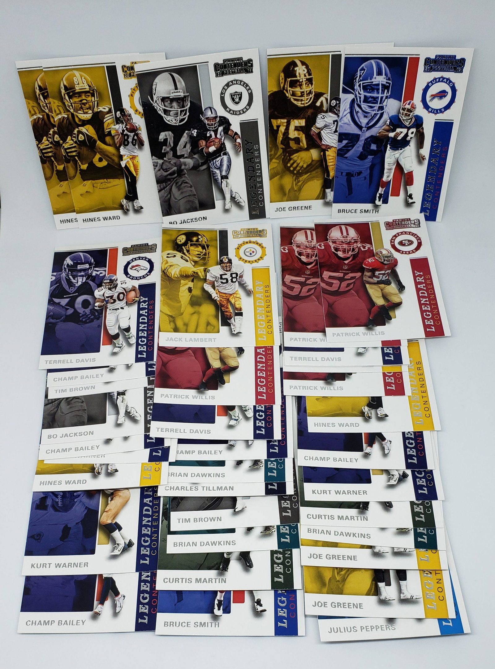 LOT OF 40 PANINI CONTENDERS LEGENDARY CONTENDERS: MEAN JOE GREENE, BO JACKSON, JACK LAMBERT, PARICK WILLIS
