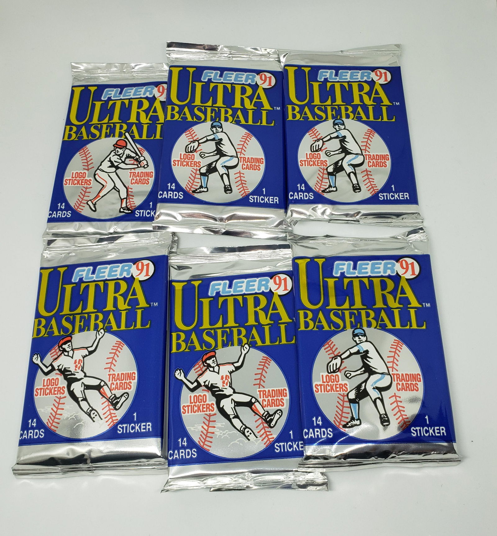 lot of 6 1991 fleer ultra baseball sealed wax packs (1 of 1)