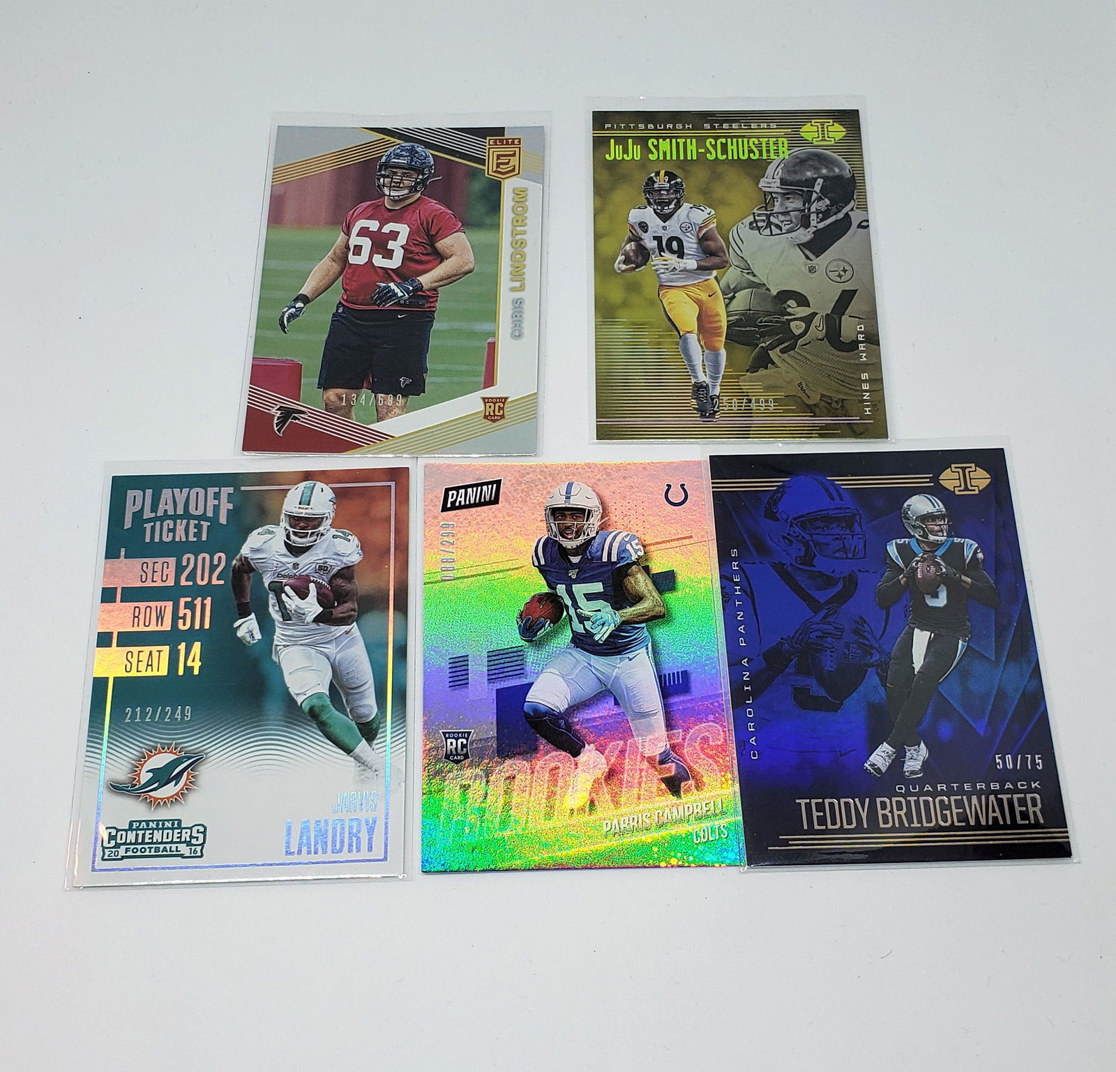 LOT OF 5 SERIAL #'D SHORT PRINT FOOTBALL CARDS (1 of 1)