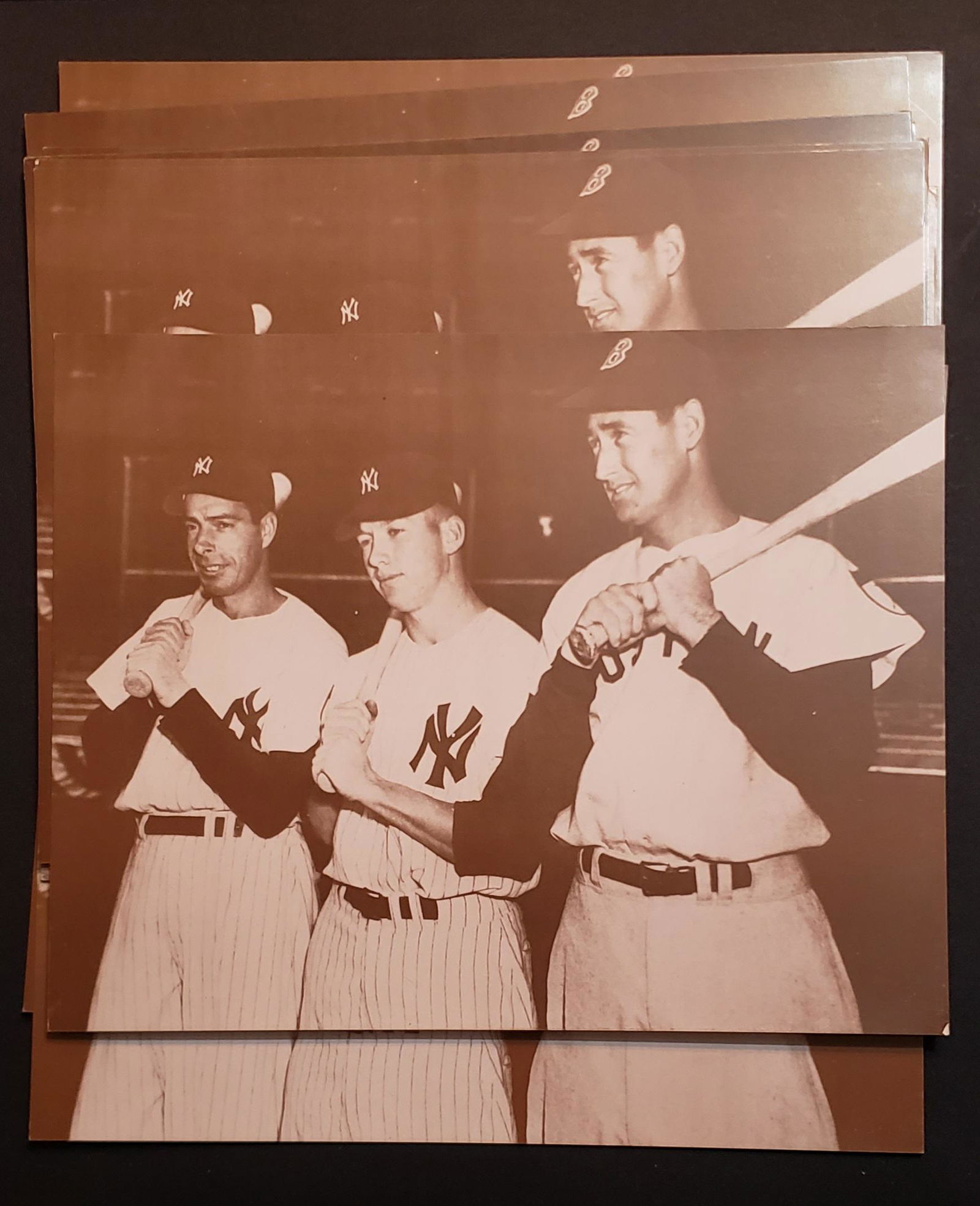 JOE DIMAGGIO, TED WILLIAMS, MICKEY MANTLE 11x17 SEPIA (1 of 2)