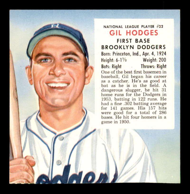 GIL HODGES BROOKLYN DODGERS 1954 RED MAN TABACCO CARD (1 of 2)