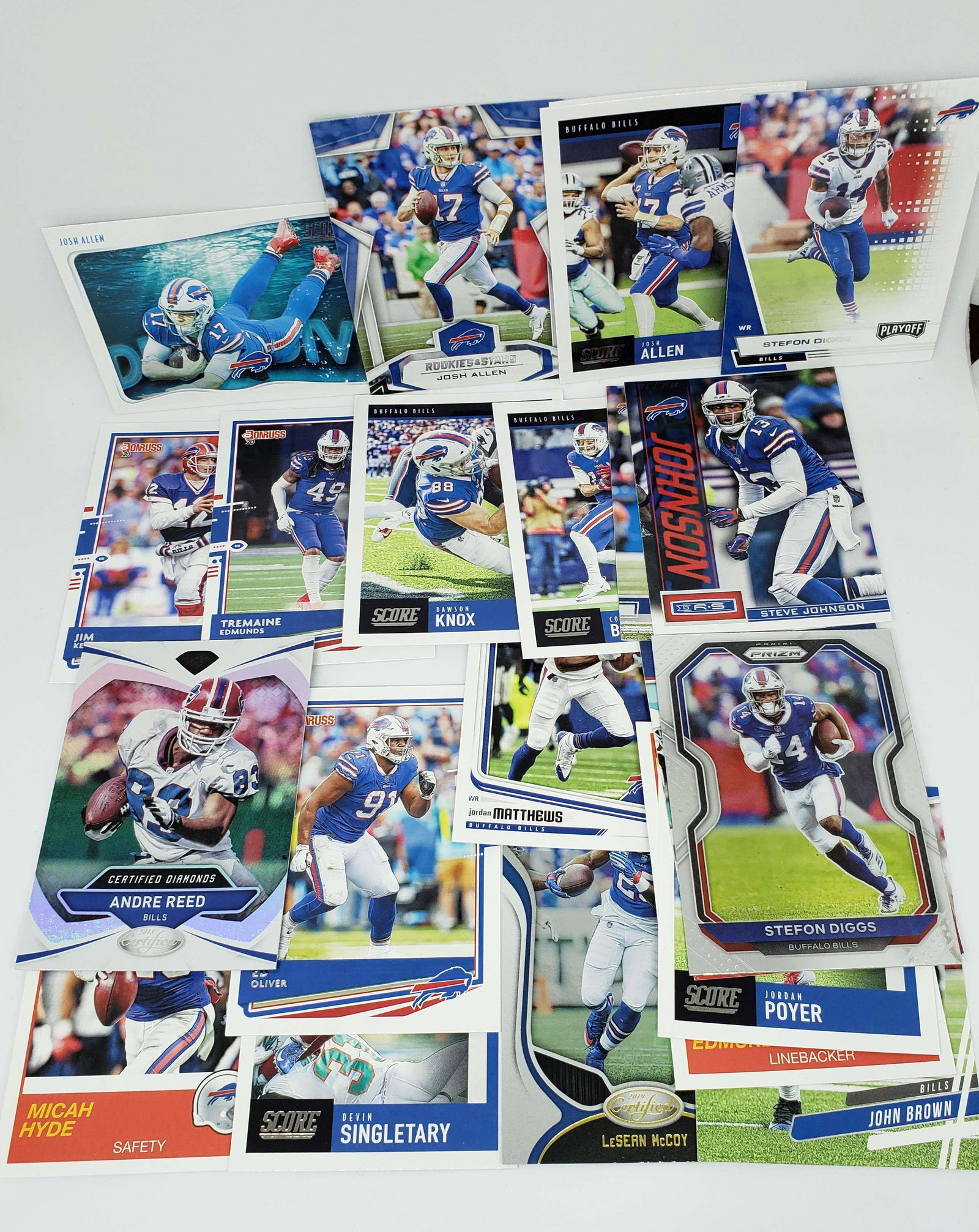 BUFFALO BILLS TEAM LOT: JOSH ALLEN, STEPON DIGGS 2020 PRIZM, ANDRE REED