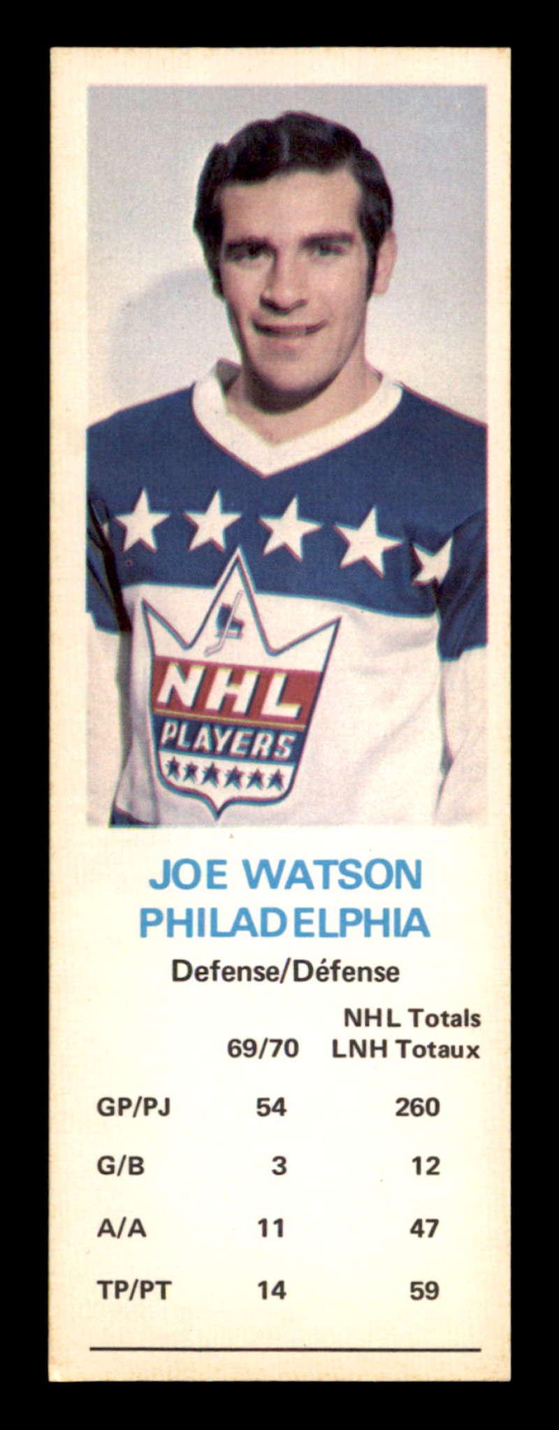 VINTAGE HOCKEY DADS COOKIES INSERT CARD: 1970 Dads Cookies #138 Joe Watson EXMT