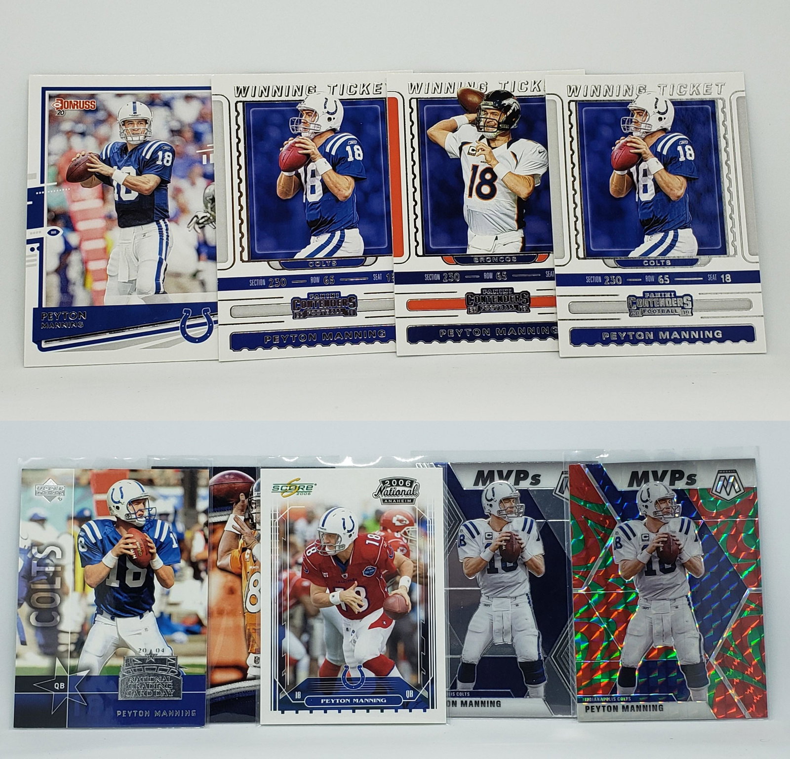 9 PEYTON MANNING CARDS WITH MOSAIC MVP REACTIVE PRIZM (1 of 1)