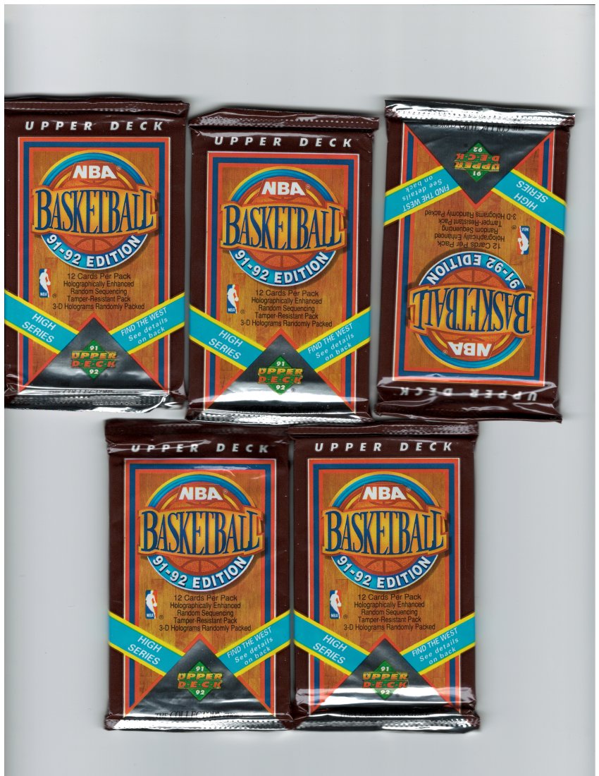 5 PK 91-92 UPPER DECK BASKETBALL PACKS (1 of 1)