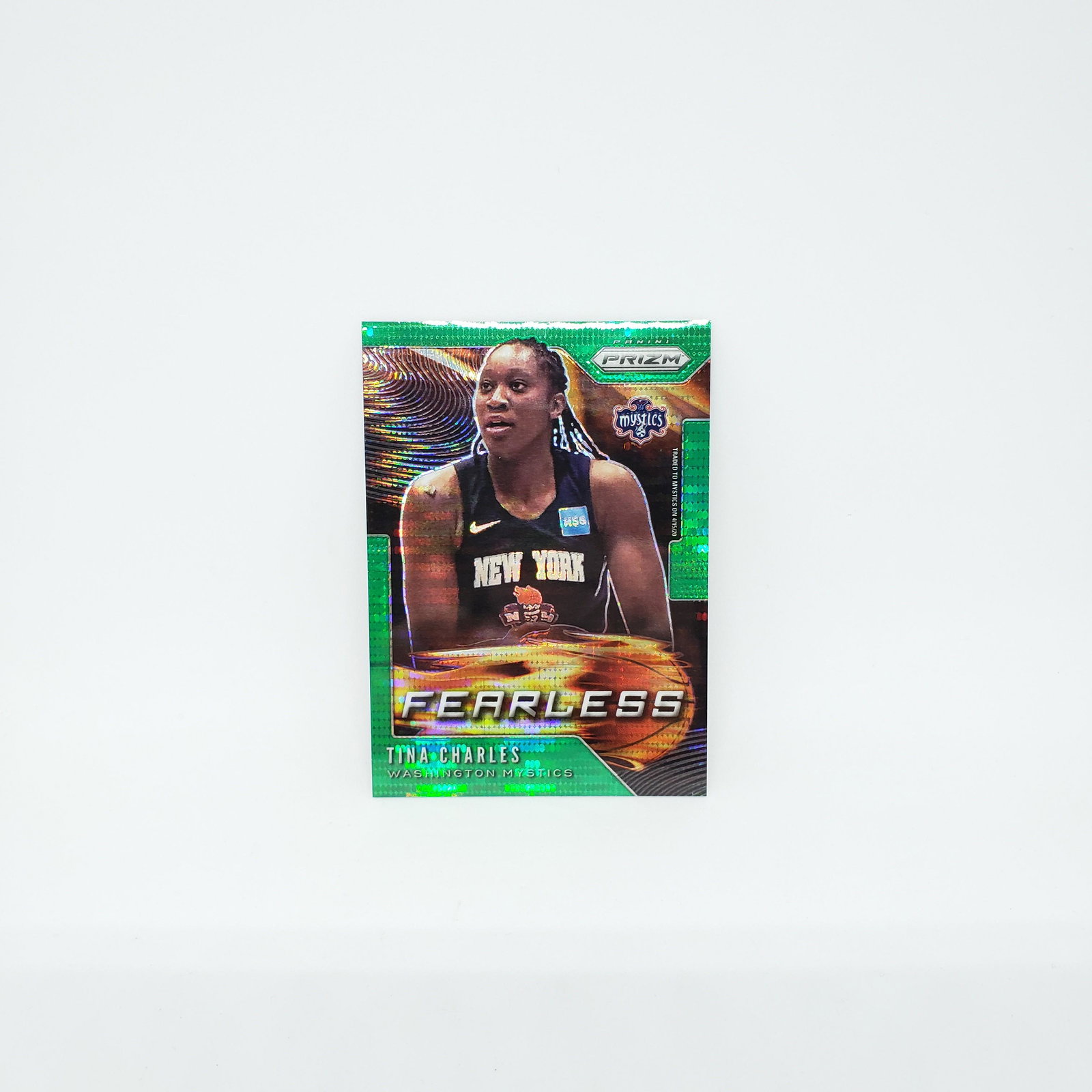 TINA CHARLES WASHINGTON MYSTICS #'D PULSAR PRIZM: 2020 WBA PRIZM TINA CHARLES FEARLESS GREEN PULSAR PRIZM 10/25