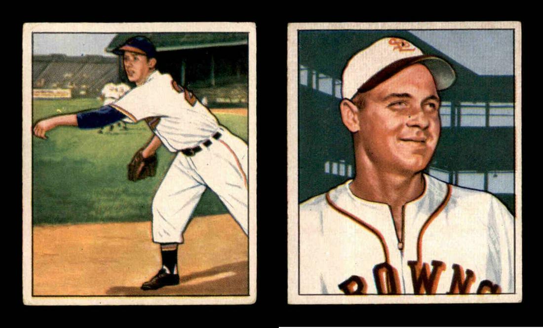 VINTAGE 1950 BOWMAN BASEBALL CARDS VGEX: LOT OF 2 CARDS FROM 1950 BOWMAN BASEBALL SERIES CARDS ARE VGEX WITH SOME MODERATE WEAR #182 Sam Zoldak, #190 Ken Wood RC VGEX