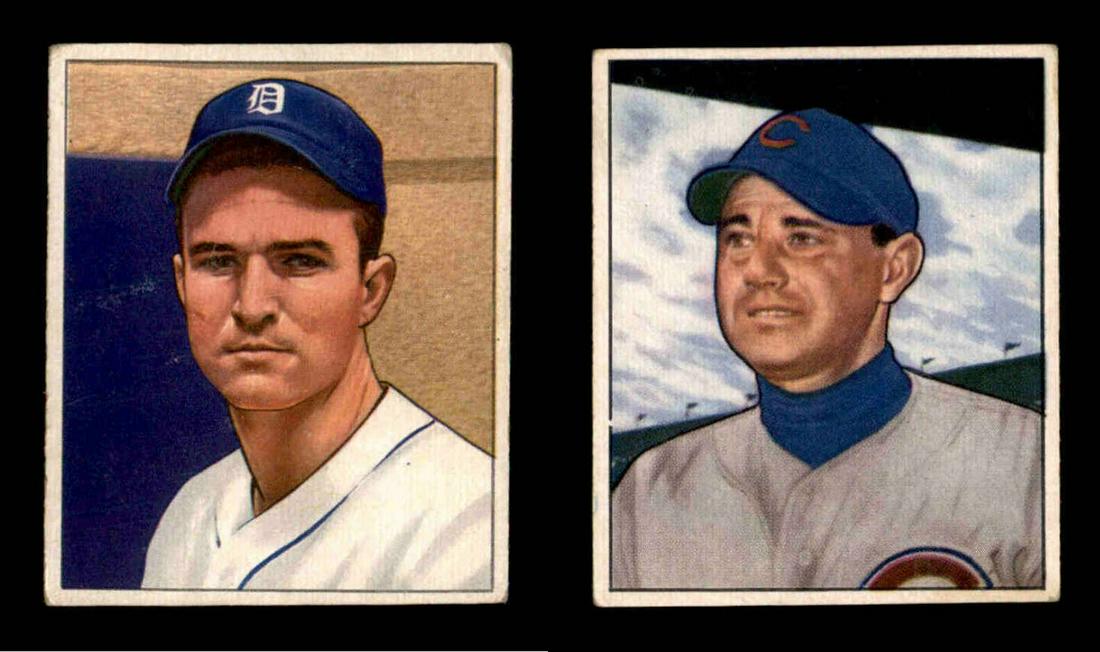 VINTAGE 1950 BOWMAN BASEBALL CARDS VGEX: LOT OF 2 CARDS FROM 1950 BOWMAN BASEBALL SERIES CARDS ARE VGEX WITH SOME MODERATE WEAR, #150 George Vico, #230 Bill Serena RC VGEX