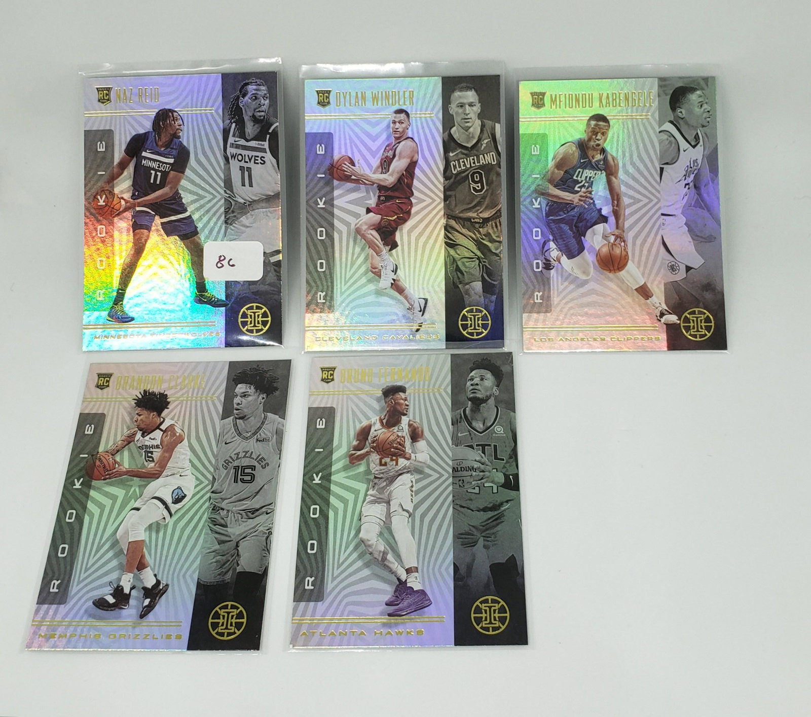 LOT OF 6 2019 PANINI ILLUSIONS BASKETBALL ROOKIE CARDS: WITH NAZ REID,BRUNO FERNANDO AND MORE