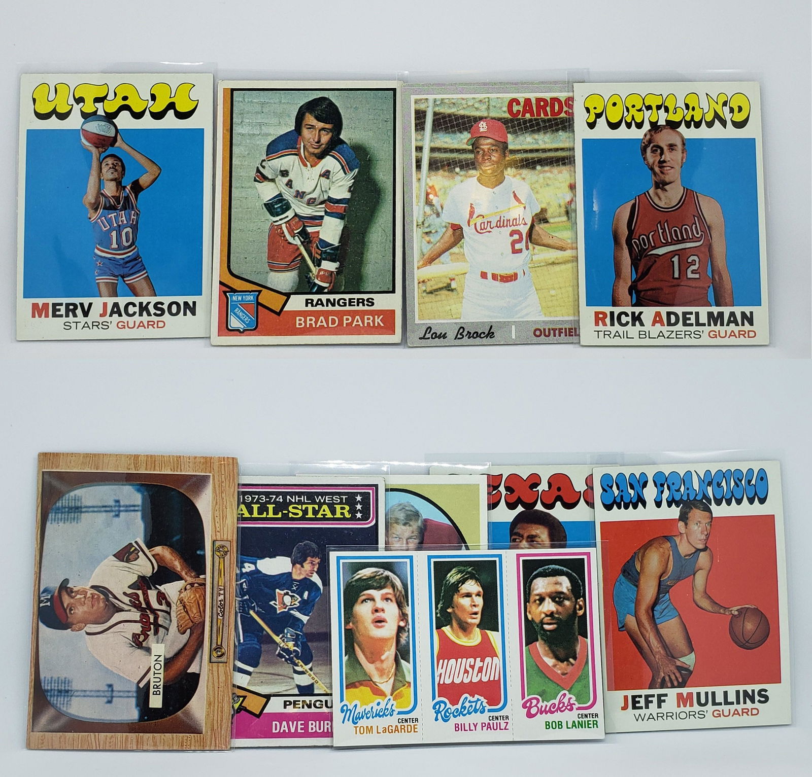 LOT OF 10 VINTAGE SPORTS CARDS W/ 1970 LOU BROCK (1 of 1)