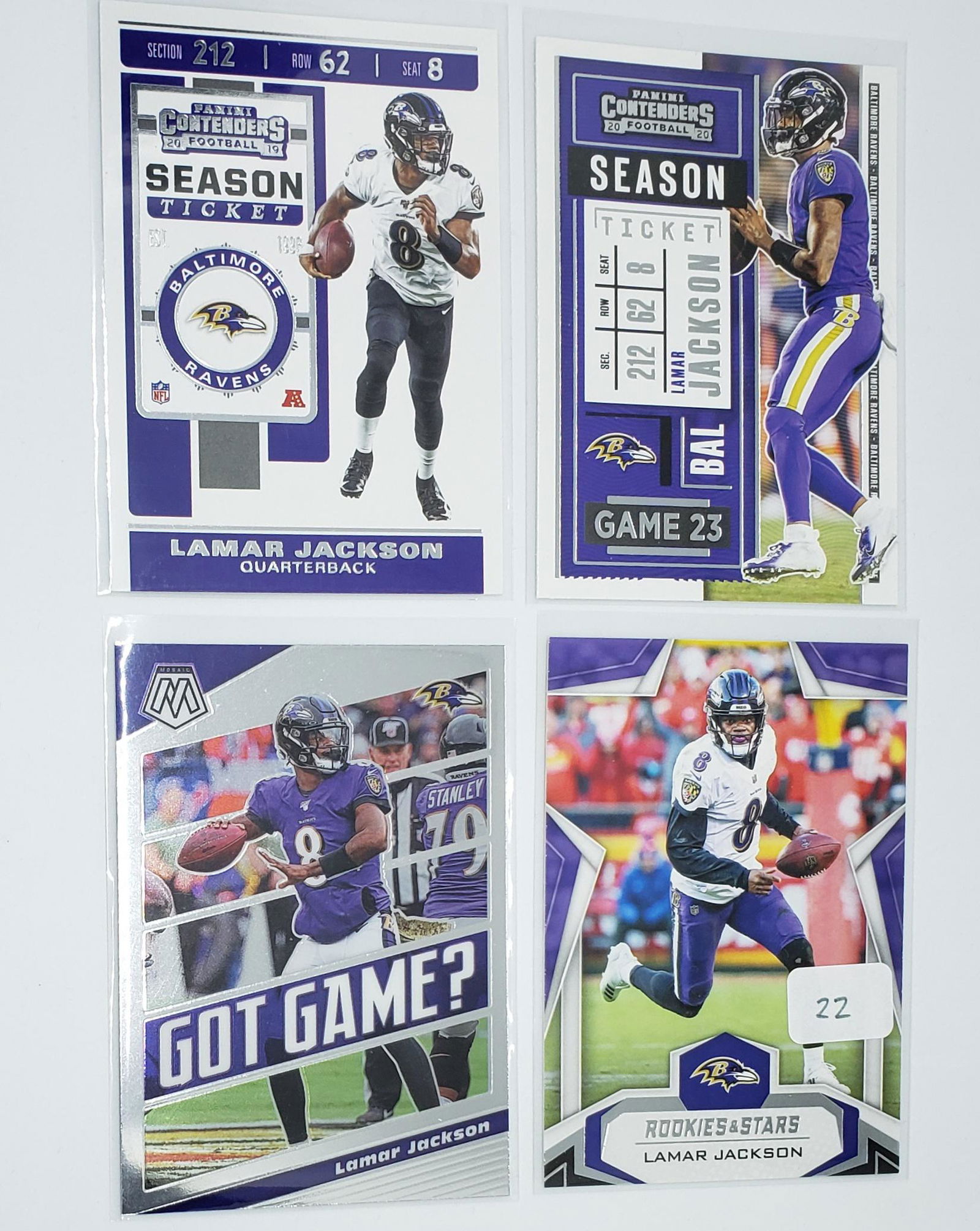 LOT OF 4 LAMAR JACKSON BALT. RAVENS CARDS (1 of 1)
