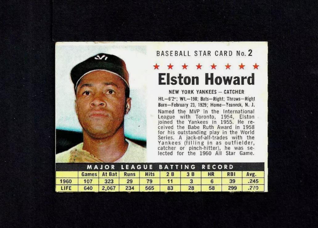 1961 POST #2 ELSTON HOWARD YANKEES EX++ (1 of 2)