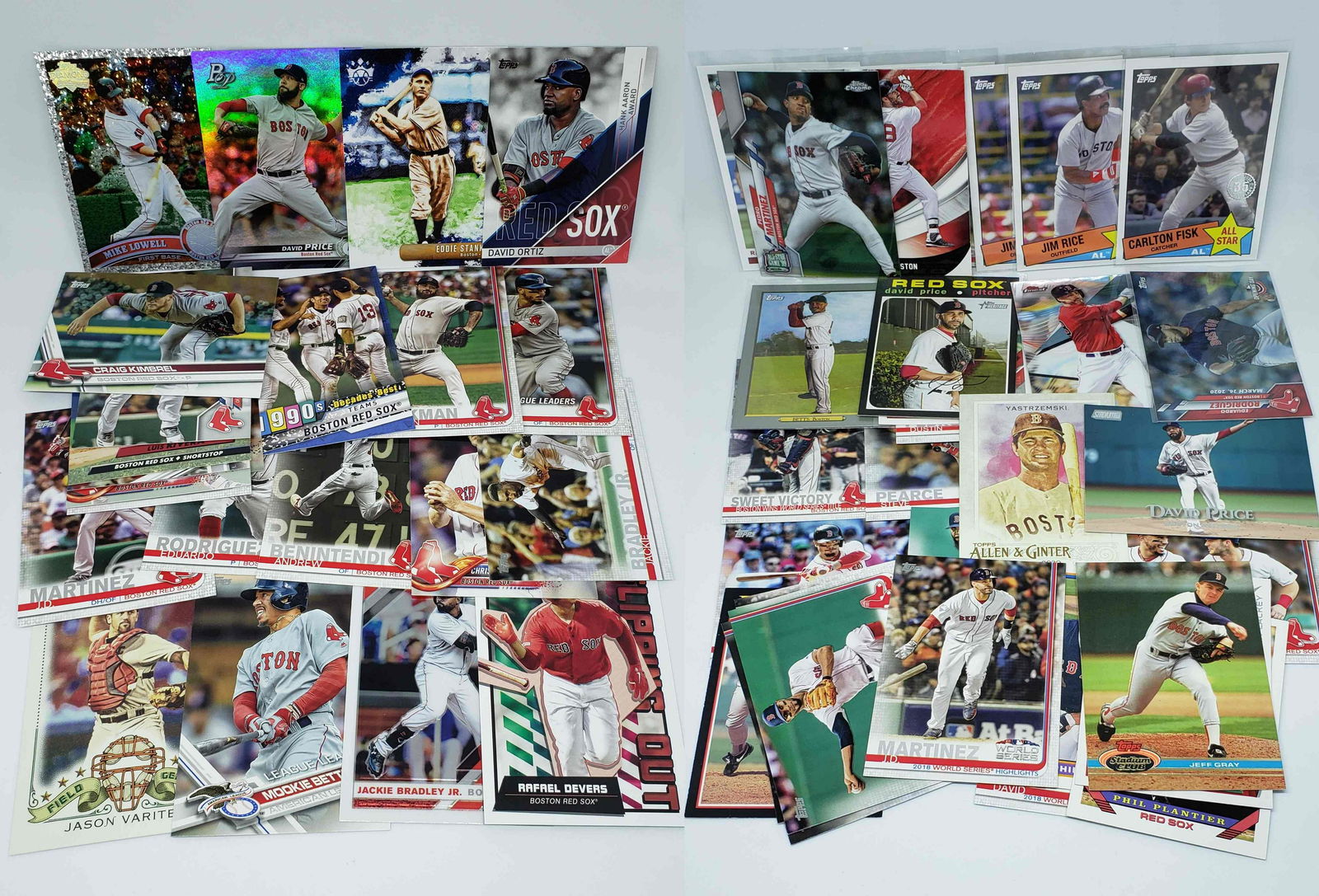Boston Red Sox baseball card team lot: 30 Red Sox cards with Big Papi, Yax, Fisk