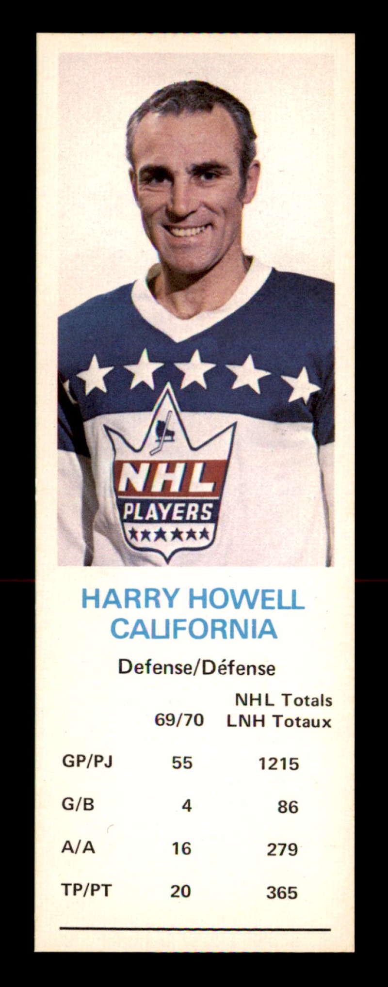 1970 Dads Cookies PROMO Hockey Card: 1970 Dads Cookies #58 Harry Howell NM