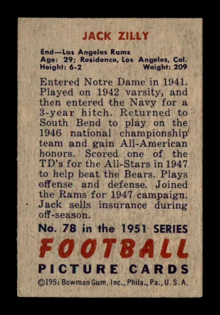 1951 Bowman #78 Jack Zilly EX/EX+ RAMS (1 of 1)