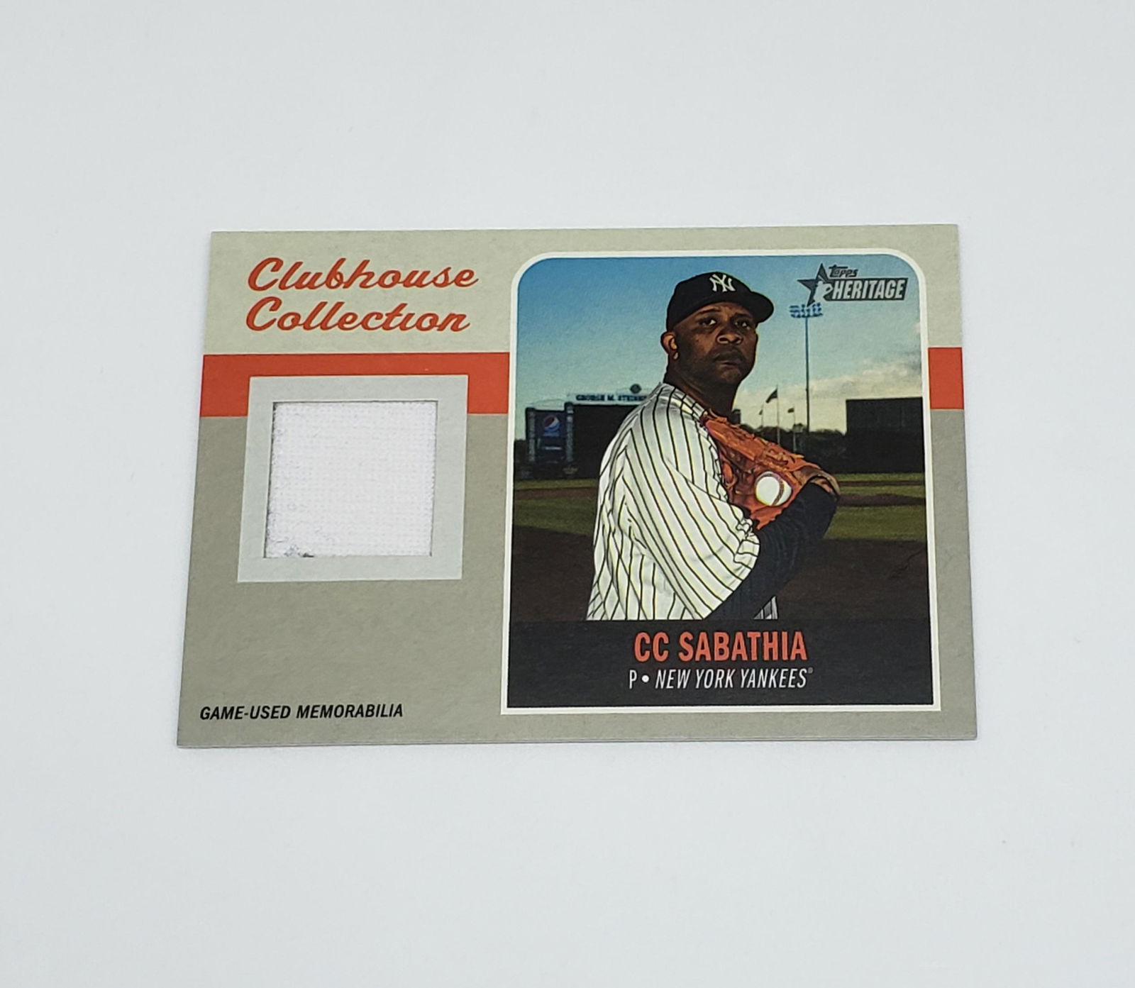 TOPPS HERITAGE CC SABATHIA GAME USED MEMORABILIA CARD (1 of 2)