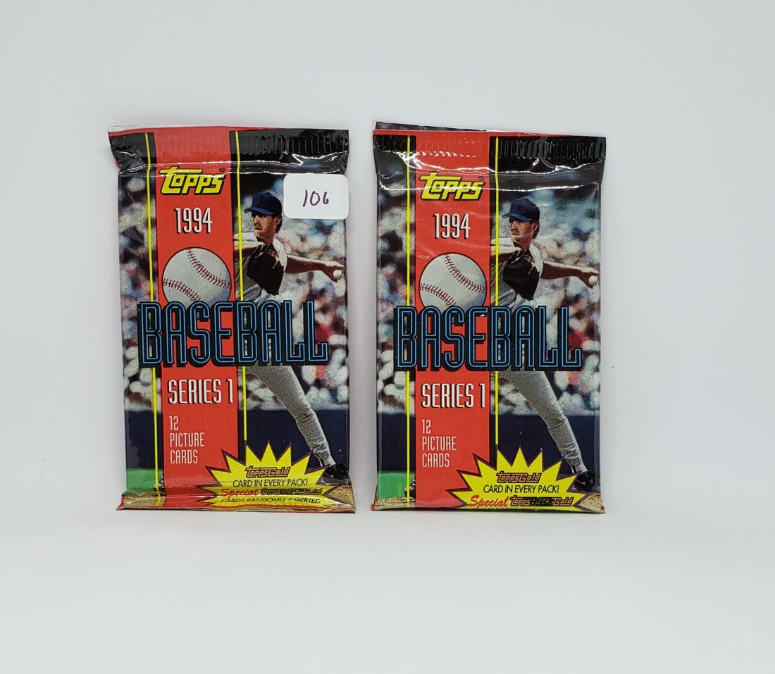 2-1994 TOPPS SERIES 1 BASEBALL CARDS SEALED PACKS: FIND A TOPPS GOLD CARD IN EVERY PACK