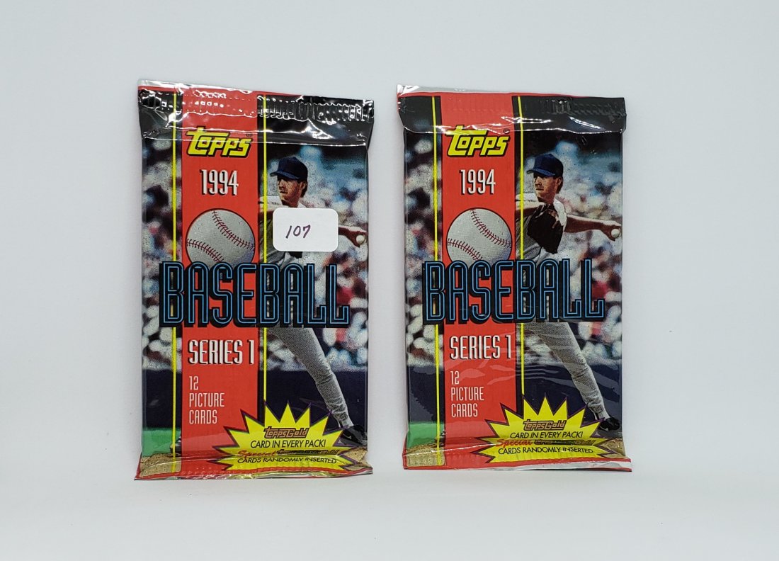 2-1994 TOPPS SERIES 1 BASEBALL CARDS SEALED PACKS: FIND A TOPPS GOLD CARD IN EVERY PACK