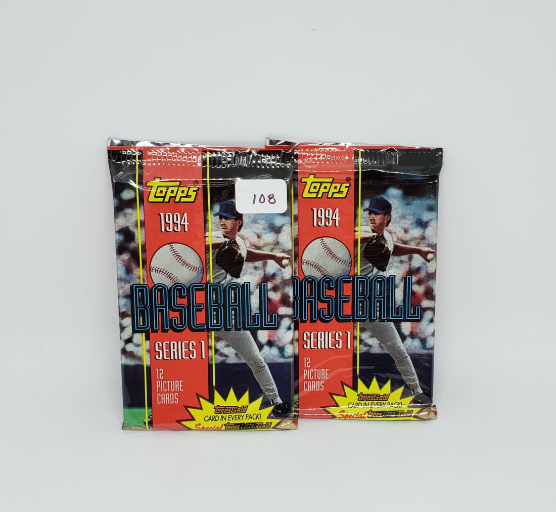 2-1994 TOPPS SERIES 1 BASEBALL CARDS SEALED PACKS: FIND A TOPPS GOLD CARD IN EVERY PACK