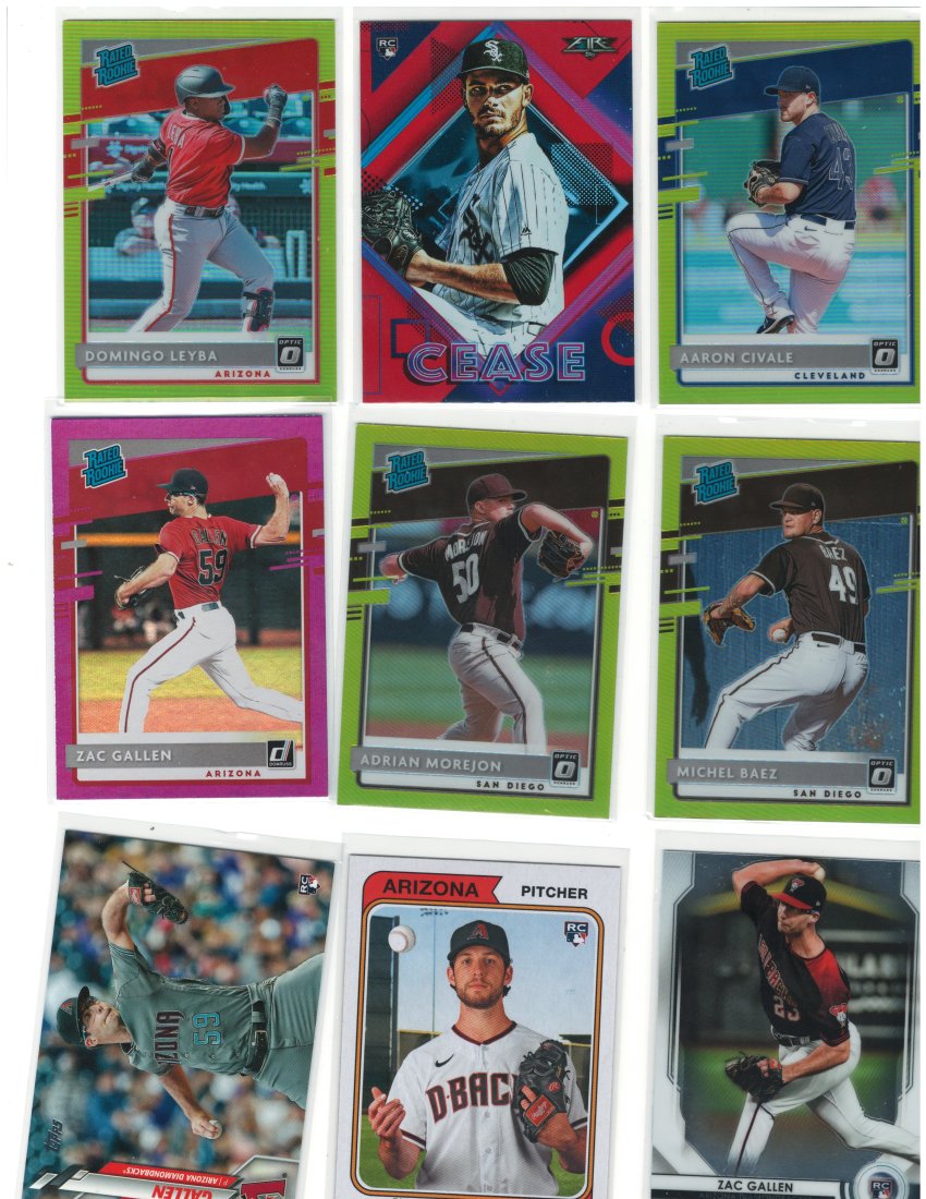 LOT OF 10 BASEBALL ROOKIE CARDS: WITH DYLAN CEASE,MICHEL BAEZ AND MORE