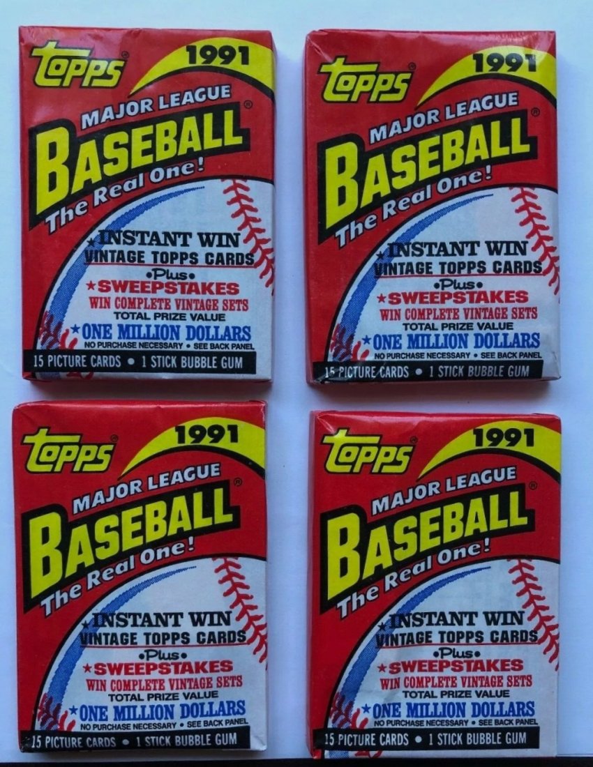 Lot of (4) 1991 Topps Baseball Wax Packs (1 of 1)