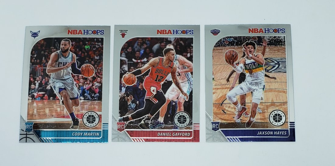 2019-20 HOOPS PREMIUM STOCK Rookie Cards: 2019-20 HOOPS PREMIUM STOCK Cody Martin Hornets, Jaxson Hayes Pelicans and Daniel Gafford