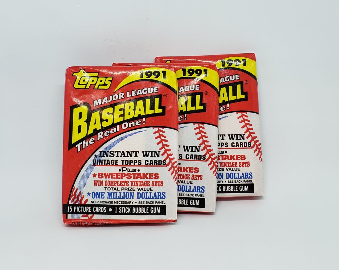 1991 Topps Baseball Sealed wax packs (3 pks) (1 of 1)