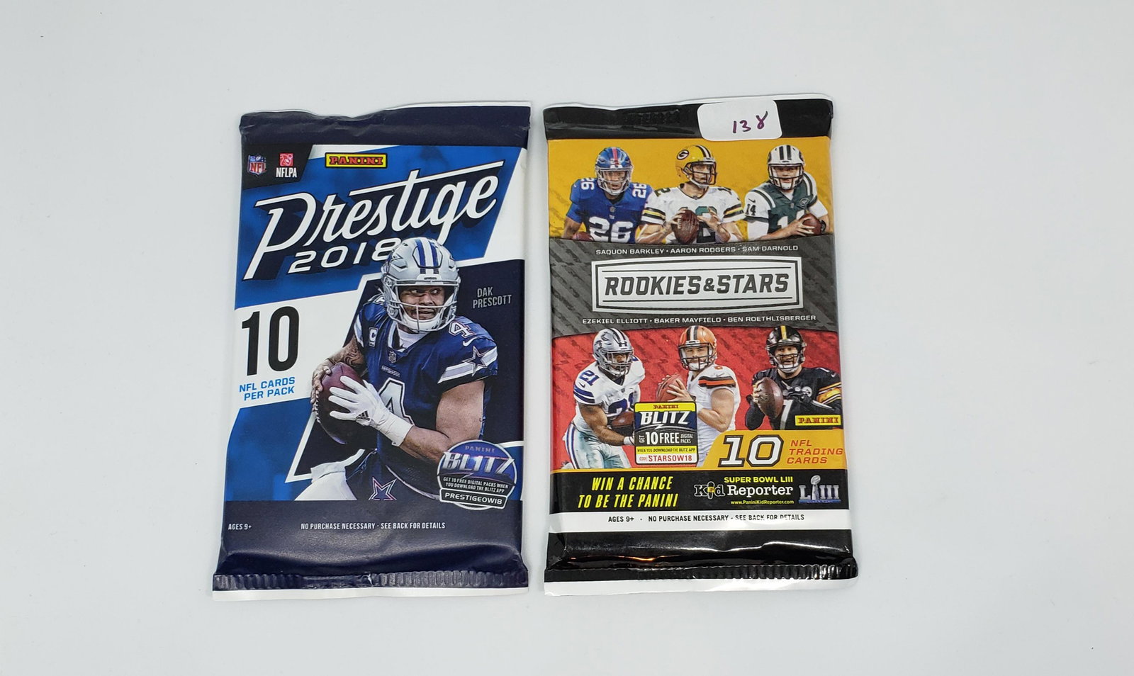 2 pks-2018 Panini NFL Football Absolute & R&S: Land key rookies from the monster 2018 class Lamar Jackson Josh Allen Baker Mayfield Sam Darnold Nick Chubb Saquon Barkley