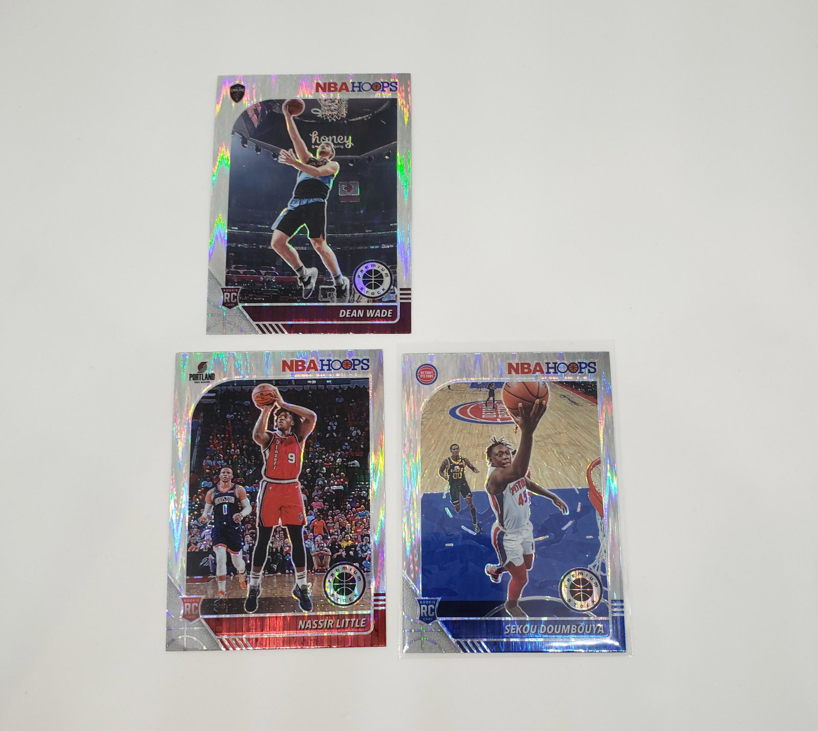 LOT OF 3 NBA HOOPS ROOKIE BASKETBALL CARDS: Dean wade, sekou doumbouya and nassir little