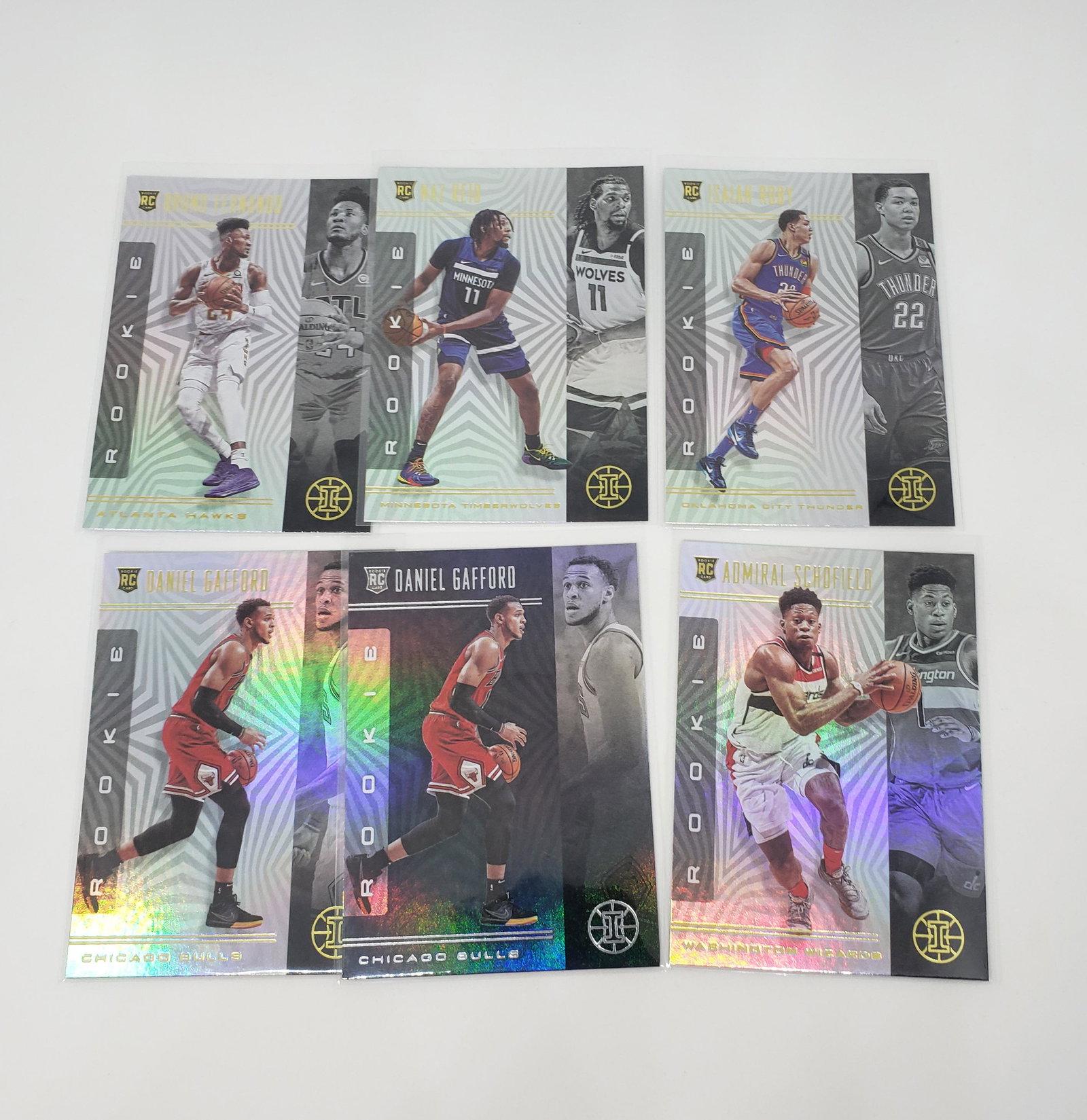 LOT OF 6 PANINI ILLUSIONS BASKETBALL ROOKIE CARDS: WITH DANIEL GAFFORD, BRUNO FERNANDO AND MORE