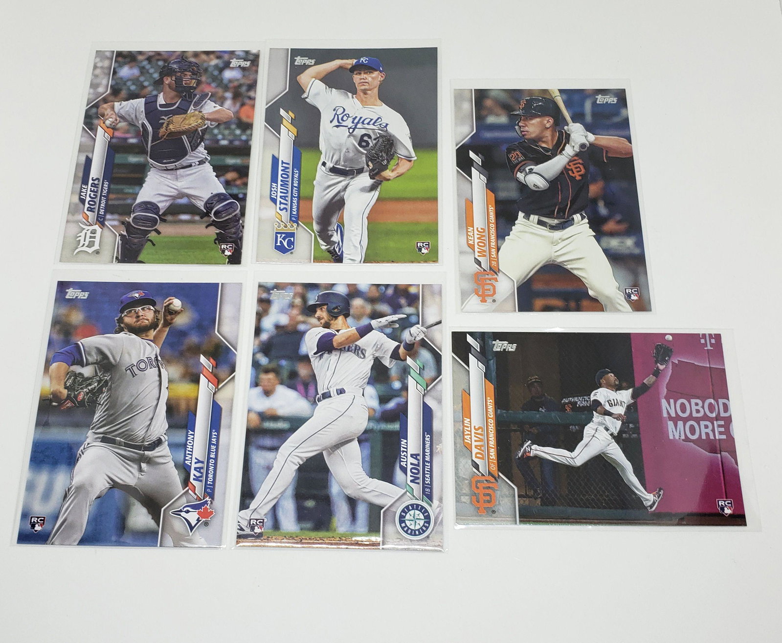 2020 TOPPS BASEBALL SERIES 1 FLAGSHIP ROOKIE CARDS: ANTHONY KAY TOR. BLUEJAYS, AUSTIN NOLA, KEAN WONG ROOKIE CARDS